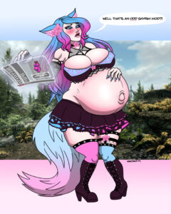 skyrim-hentai-art-–-huge-breasts,-belly-button,-painted-nails,-wolf-ears