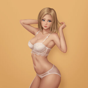 overwatch-hentai-art-–-nude-female,-sideboob,-topless,-hand-on-head,-blonde-hair,-solo-focus