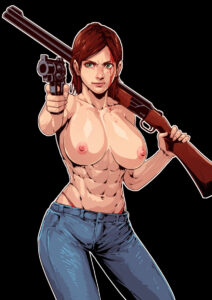 ellie-hentai-xxx-–-large-breasts,-red-panties,-aged-up,-muscular-female,-solo,-pistol
