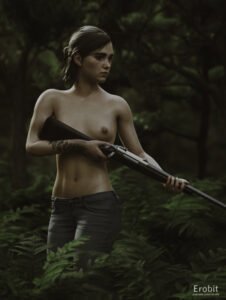 ellie-sex-art-–-hi-res,-naughty-dog,-toned-female,-forest-background,-artwork)