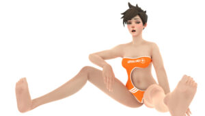 overwatch-hentai-xxx-–-yellow-eyes,-short-hair,-one-piece-swimsuit,-barefoot,-thick-thighs,-solo,-tracer