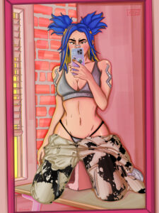 neon-porn-–-blue-hair,-mirror-selfie