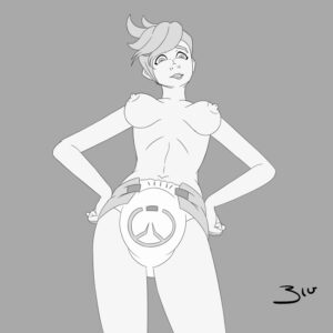 overwatch-sex-art-–-breasts,-hand-on-hip,-female,-diaper,-solo-female,-tracer,-short-hair