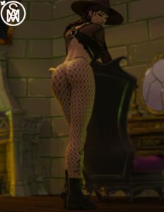 phaedra-hentai-art-–-bottomless,-gothic,-goth,-looking-at-viewer,-lipstick,-blender