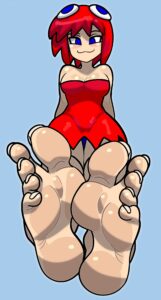 Minus8 Hentai Xxx - solo female, blue eyes, foot focus, commission art, red dress, watermark, 2026 file 03b56fd614cdda7634b7c9966362bc61