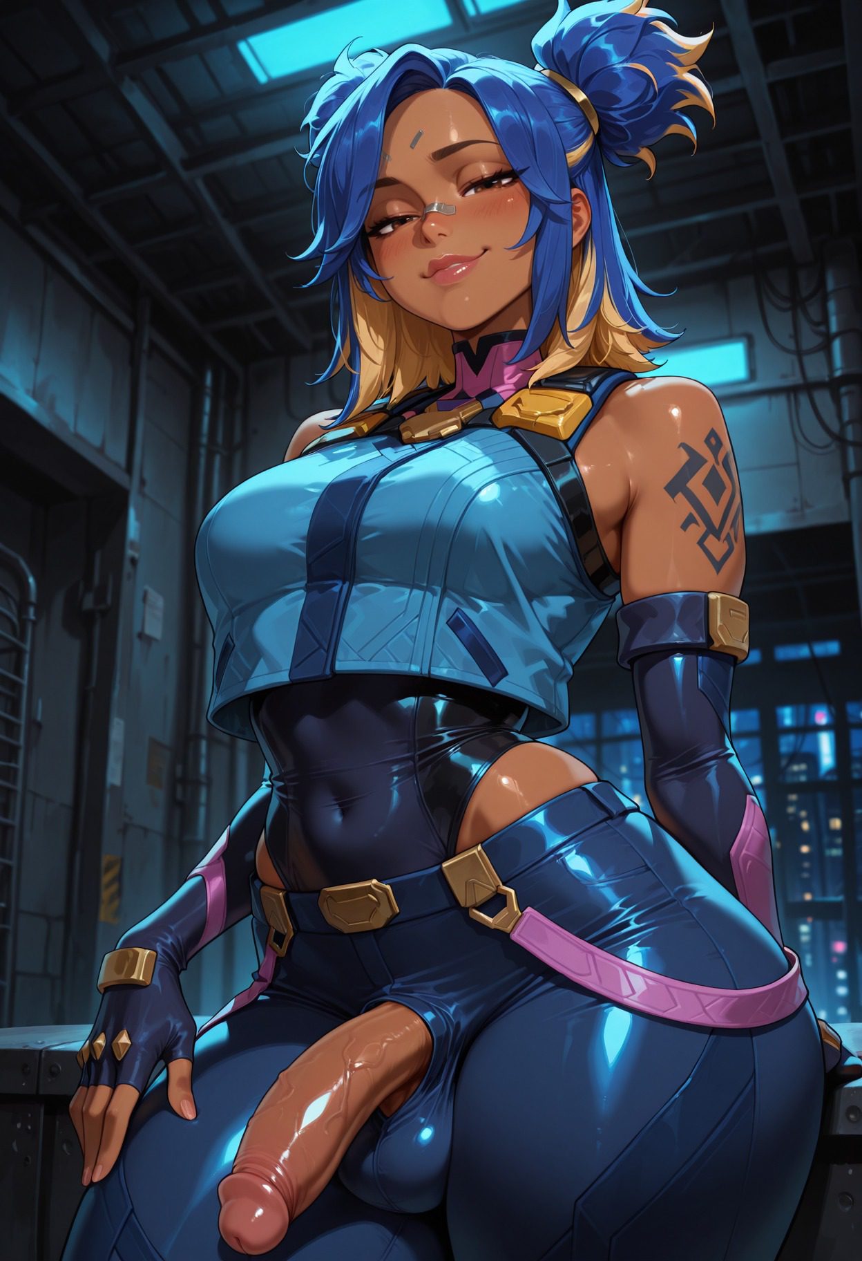 Neon Xxx Art - patreon, smile, bandaid on nose, two-tone hair, artist name, gloves, patreon username file 05f94b907629a9fd2ffc4d1de66c5bcd