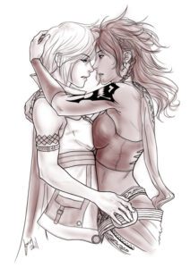Final Fantasy Hentai - lesbian, oerba yun fang (ff xiii), tattoo, fully clothed, eclair farron, yuri, midriff