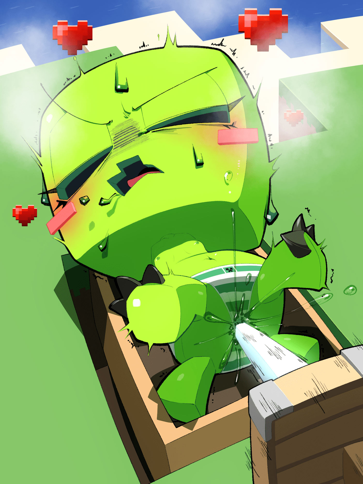 Creeper Rule Xxx - vaginal fluids through clothing, object in pussy, mojang, pattern underwear, genital fluids, 3:4, striped underwear file 11cde8a76eeb832bee14f38a6dc89bb70f07105f