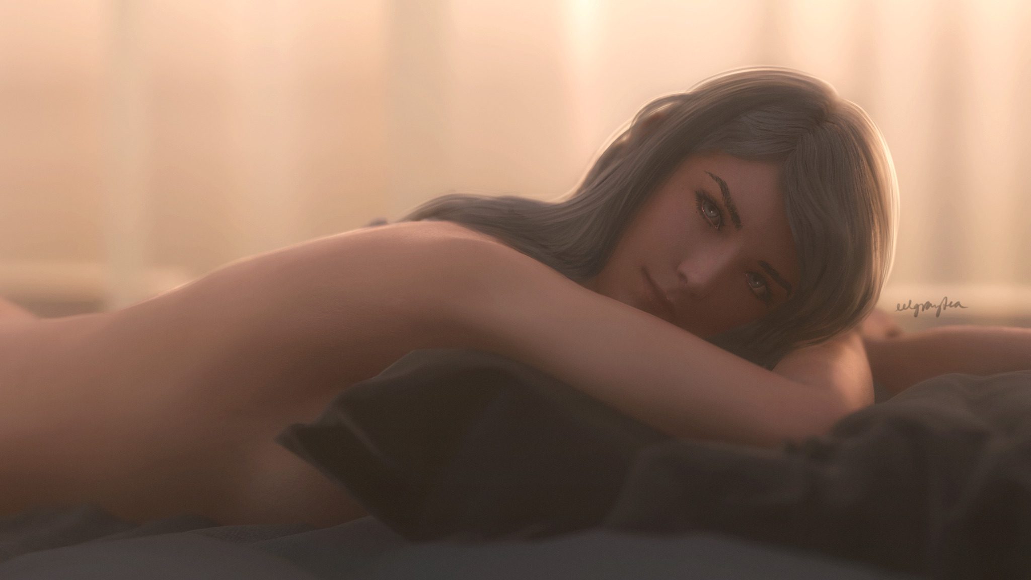 Final Fantasy Game Hentai - pale-skinned female, lying, laying on stomach, white woman, light-skinned female, topless female file 12703fd86294b6353abadaea59d8970b