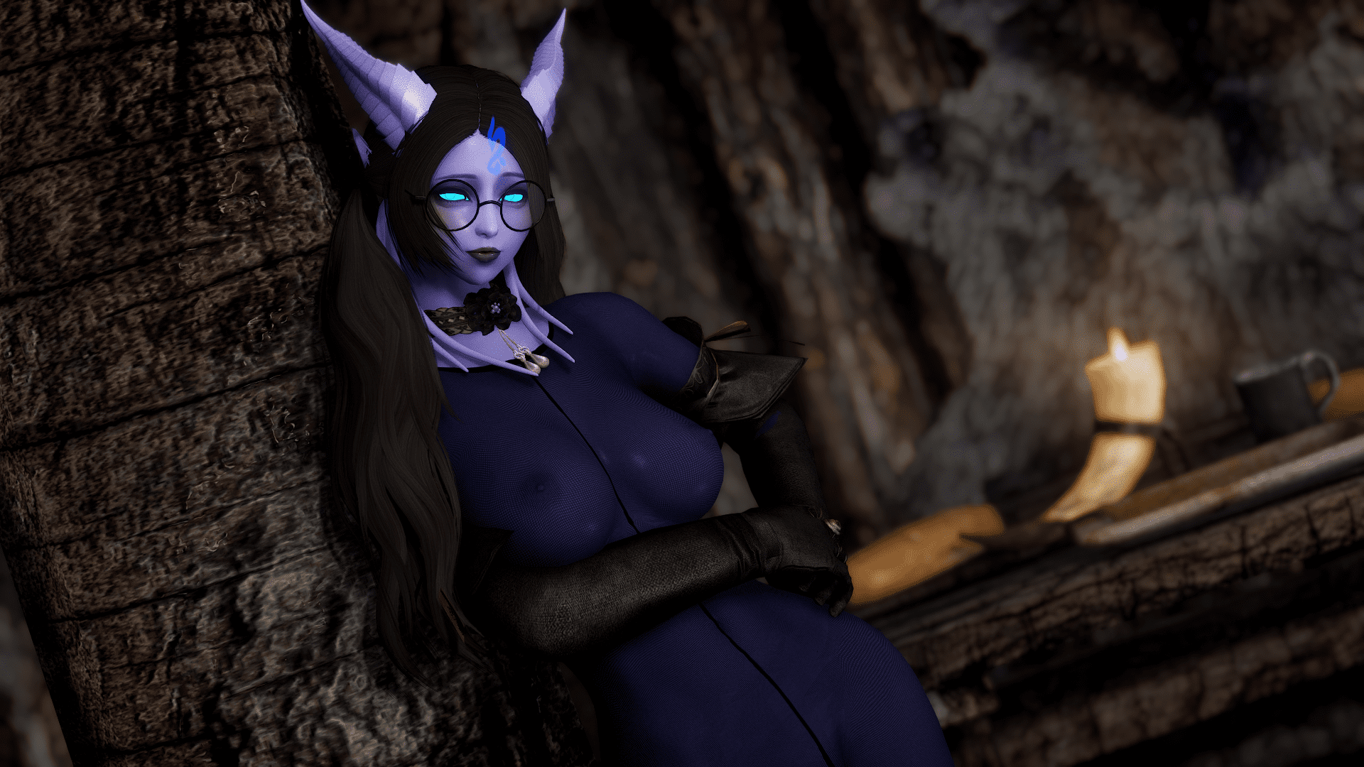 Skyrim Game Hentai - black stockings, full bodystocking, sexy, black gloves, horn file 14b0134616dd833eaf0bc38cda891374