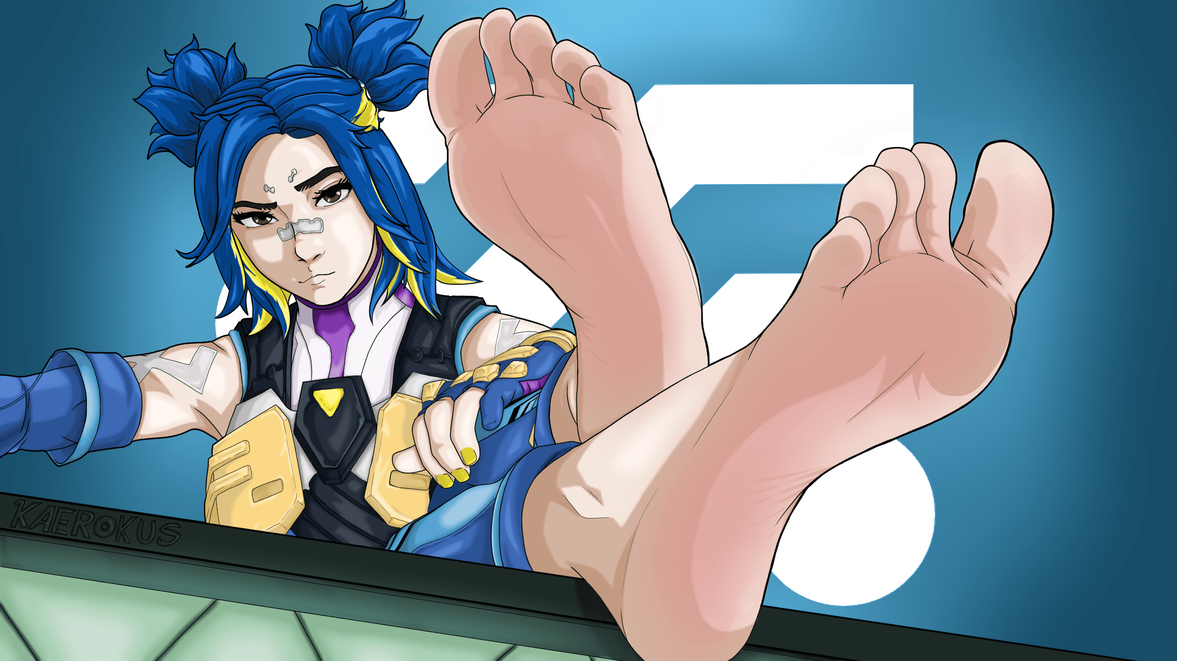 Neon Hentai Xxx - toes up, sexy pose, blue hair female, soles feet file 1fef22a938df22109522e96f607d47e9