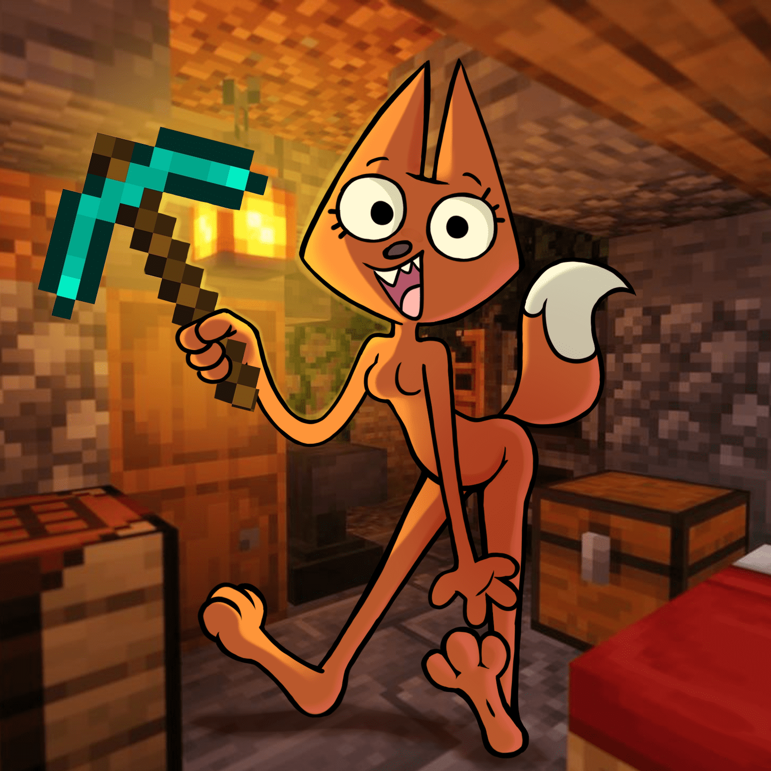 Minecraft Sex Art - skinny, orange fur, black eyes, feet, big hips, smiling file 205e5b2ad5dd9b1bfe3bbad69547f7f9