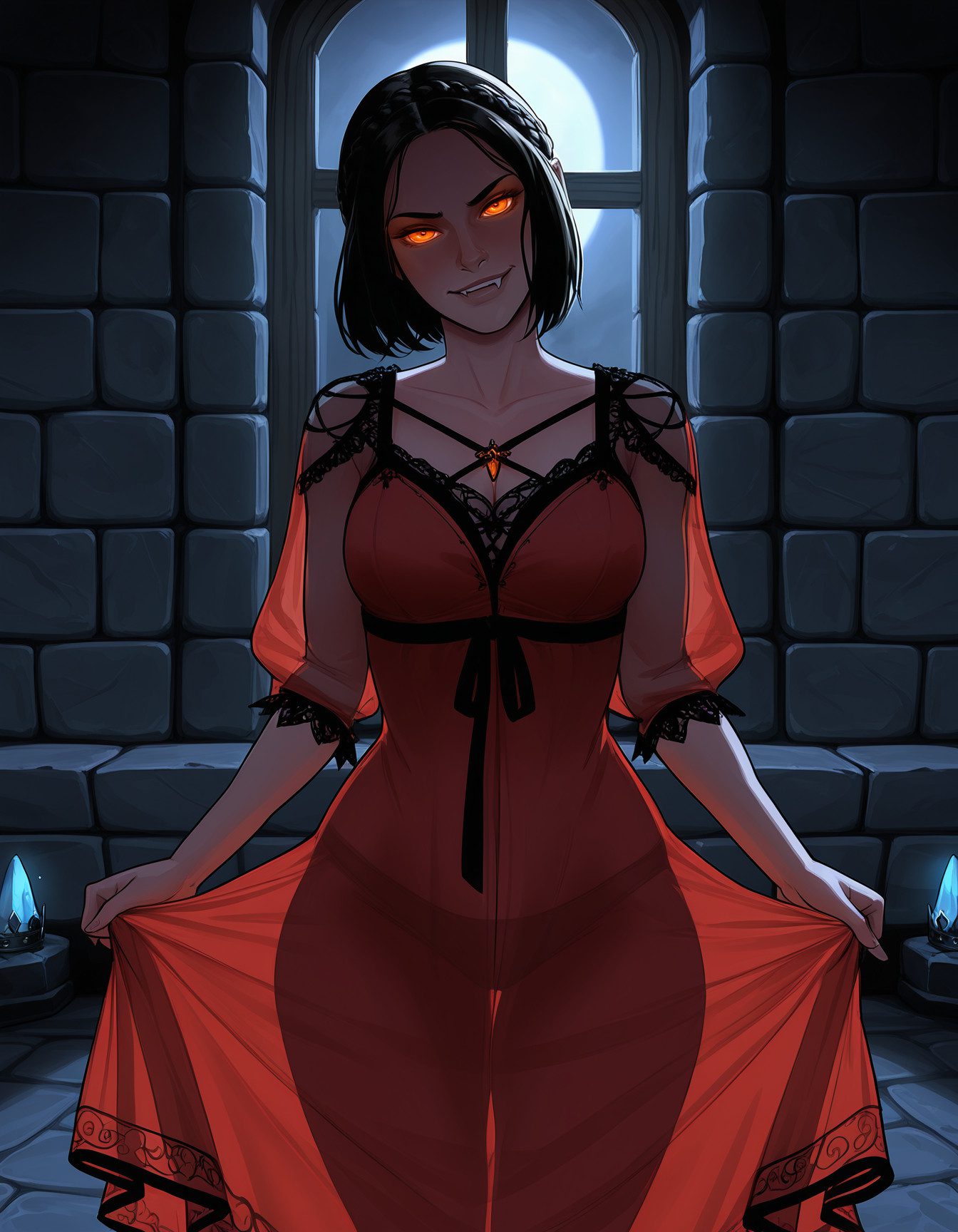 Skyrim Hot Hentai - vampire girl, vampire, light-skinned female, female only, black hair, ai generated, solo file 258ce22f4e6bb168ad6f383e03230757