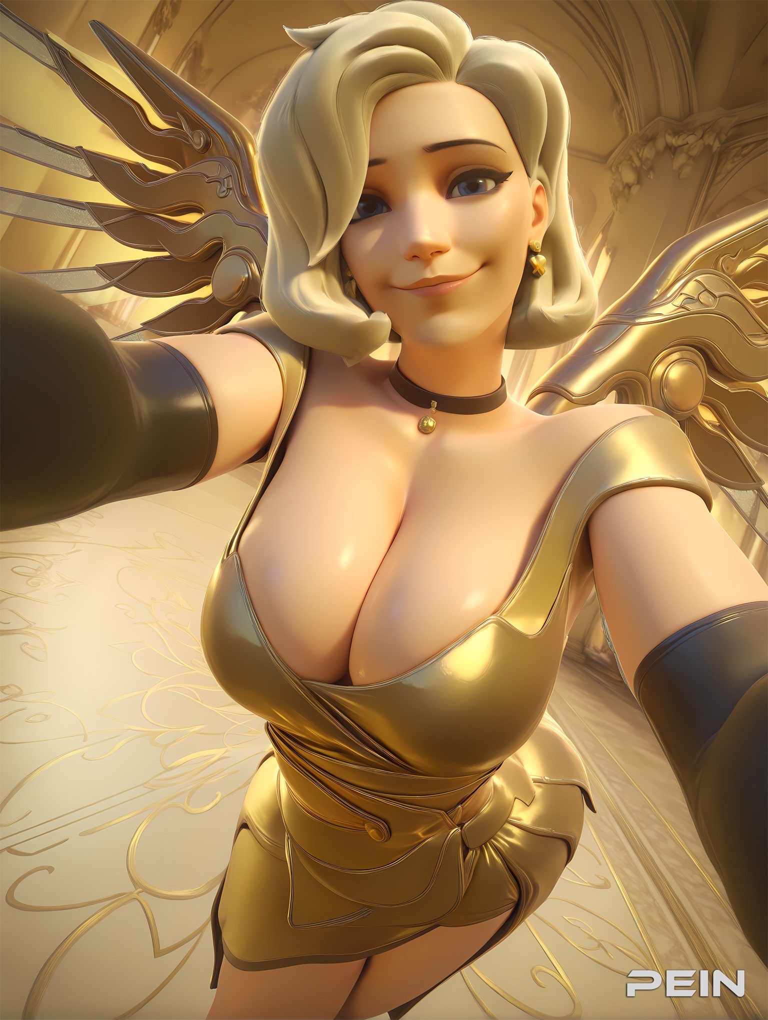 Mercy Free Sex Art - black choker, ai generated, breasts, blue eyes, cleavage, elbow gloves, large breasts file 30579501abd1a83ff98b85cc33390ef1