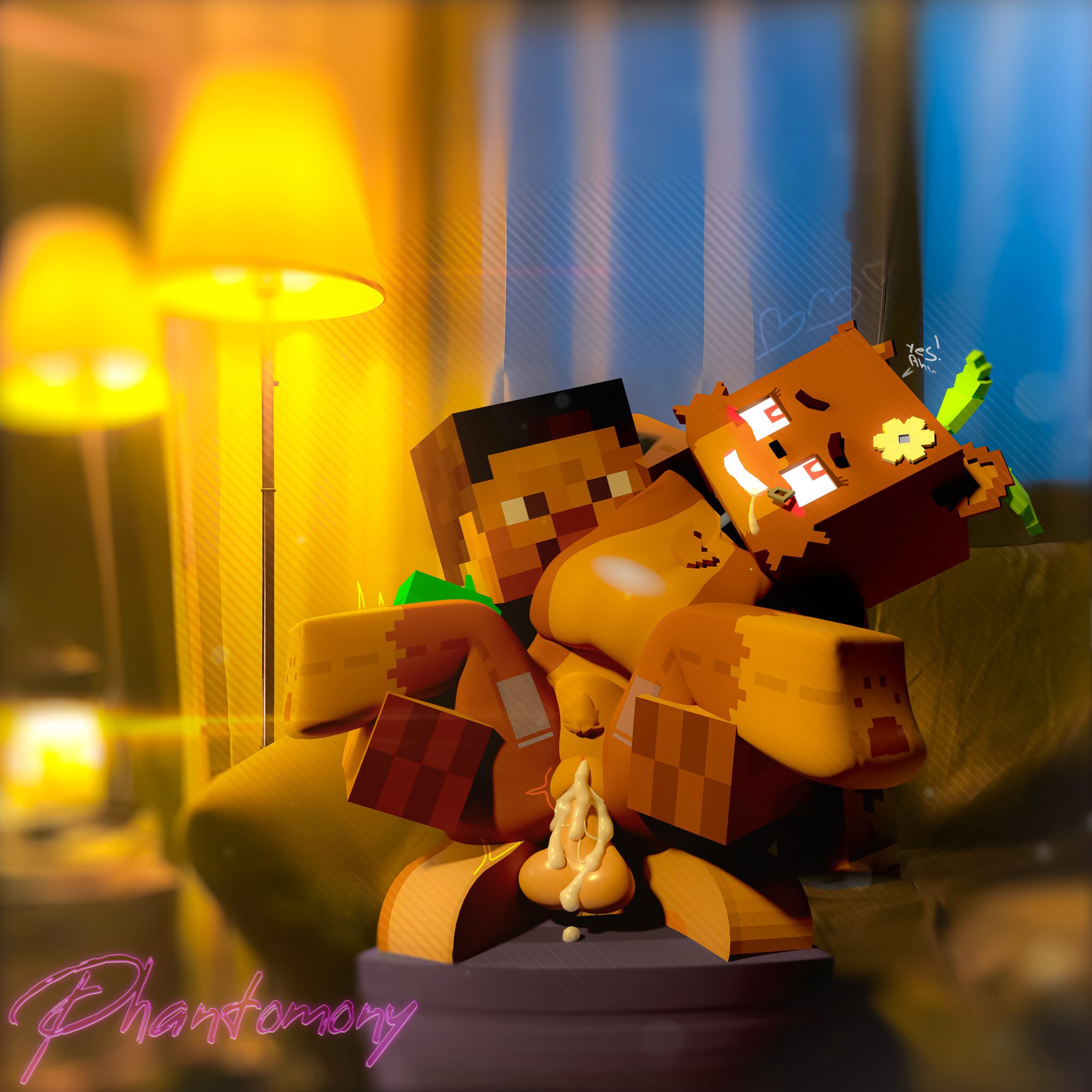Minecraft Hentai Art - cum in pussy, full nelson, breasts, warm colors, couch, blender (artwork), warm lighting file 30898377a2e0134467eb35b93f8e627d scaled