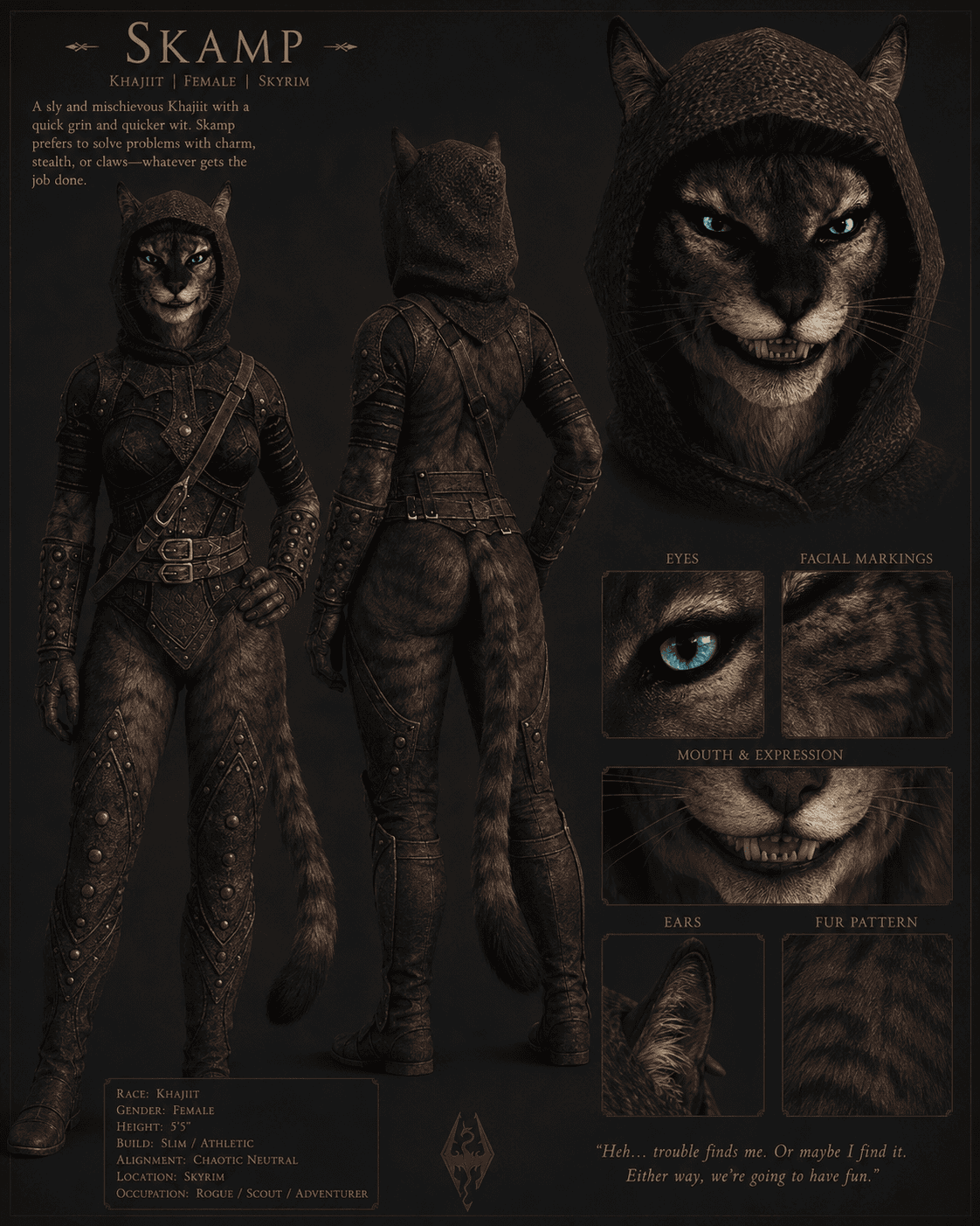 Skyrim Hentai Art - youtuber character, bottomwear, looking at viewer, stripes, thieves guild file 40575c4f32d6386bdac19ba2f9a3100fc0e4c28b