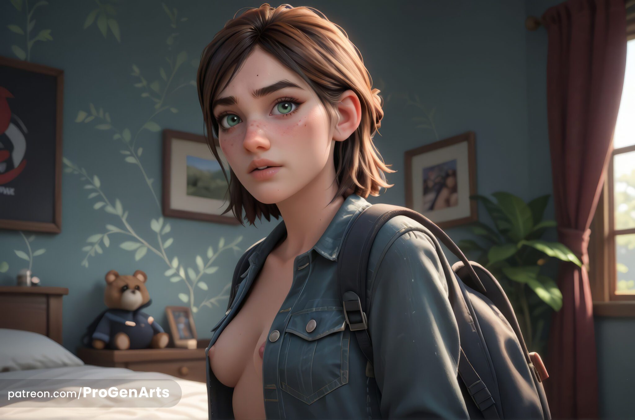 Ellie Sex Art - progenarts, breasts, upper body, nose, looking at viewer, brown hair, the last of us 2 file 4851e79be4f4250e673321f15ca384d2 scaled
