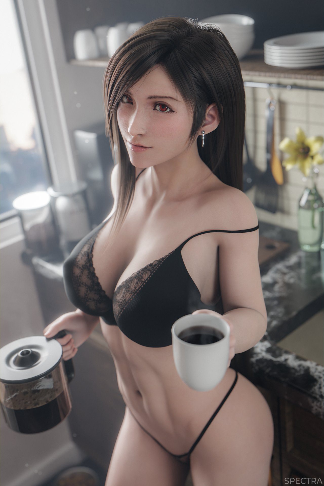 Final Fantasy Hot Hentai - 3d, coffee mug, large breasts, looking at viewer, breasts, 3d model, female focus file 49ce98c3dcfa376acf5e57838abce3c0