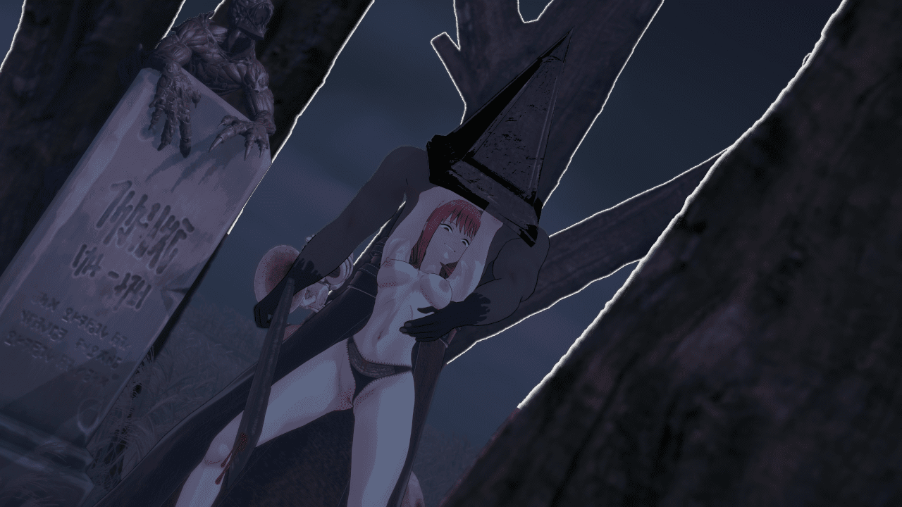 Licker Sex Art - makima (chainsaw man), doom, silent hill 2, yellow eyes, topless, panties, foggy background file 4c702b8439539af21ef5900e5f17285e