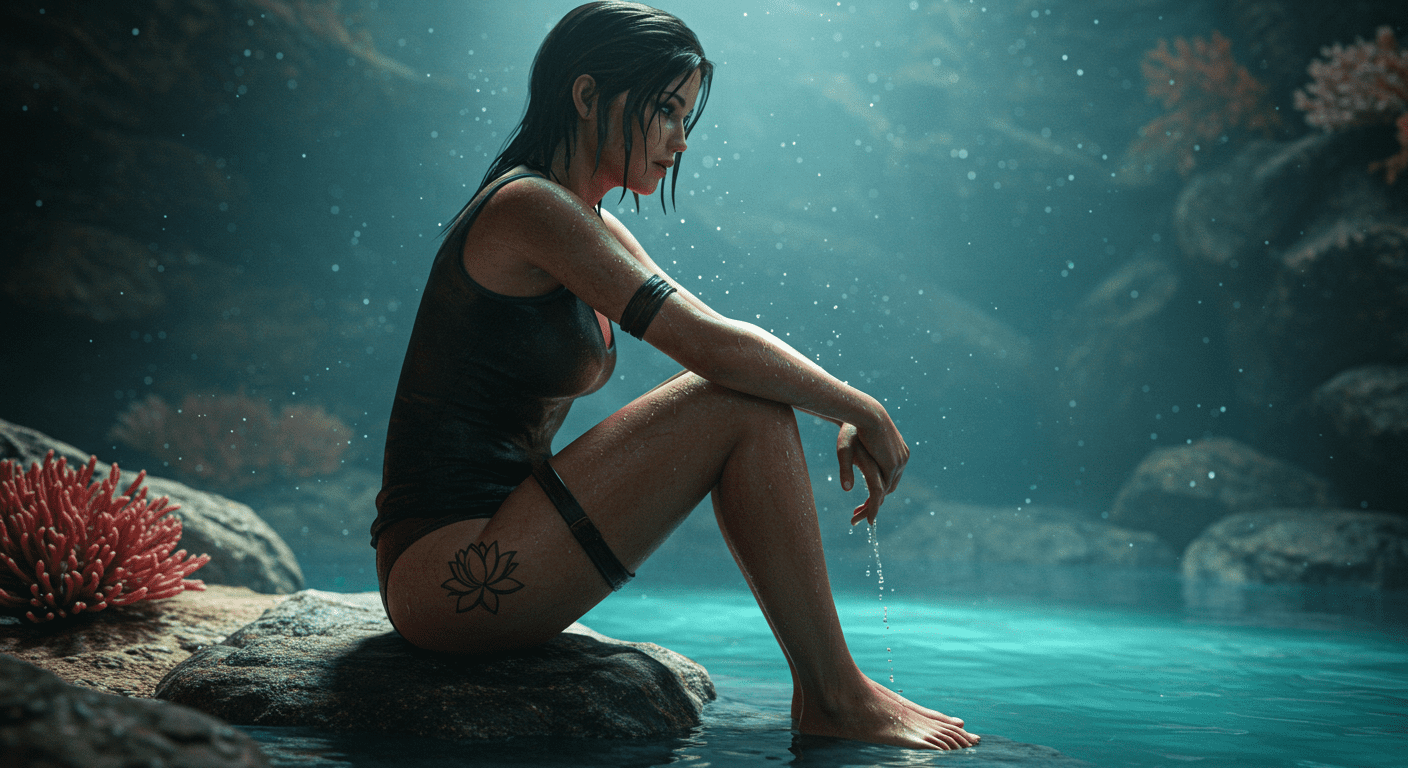 Tomb Raider Rule Xxx - armband, arms on knees, rocks, sitting, breasts, female only file 4c9f97bb31cf1f04c30a468dbb709c91