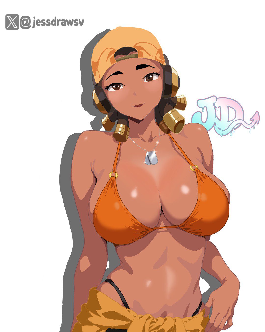 Raze Hentai - white background, bra, riot games, brown eyes, hat, digital media (artwork) file 57b6dd5a25610b0cf8ace18a6afc3665