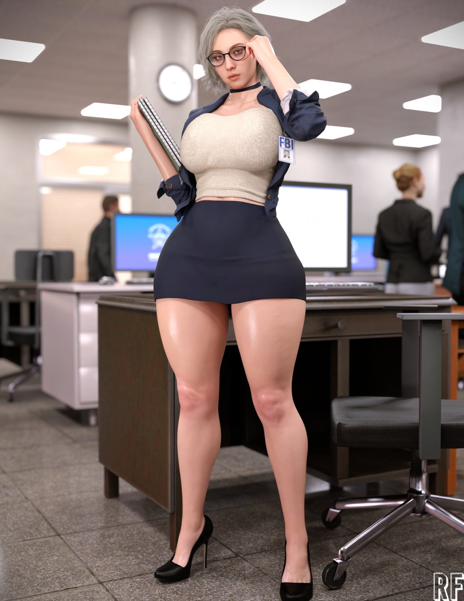 Resident Evil Rule Xxx - grace ashcroft, rude frog, thighs, glasses, looking at viewer, big breasts file 595fa8f0af0f1b44141f5455684f8272 scaled