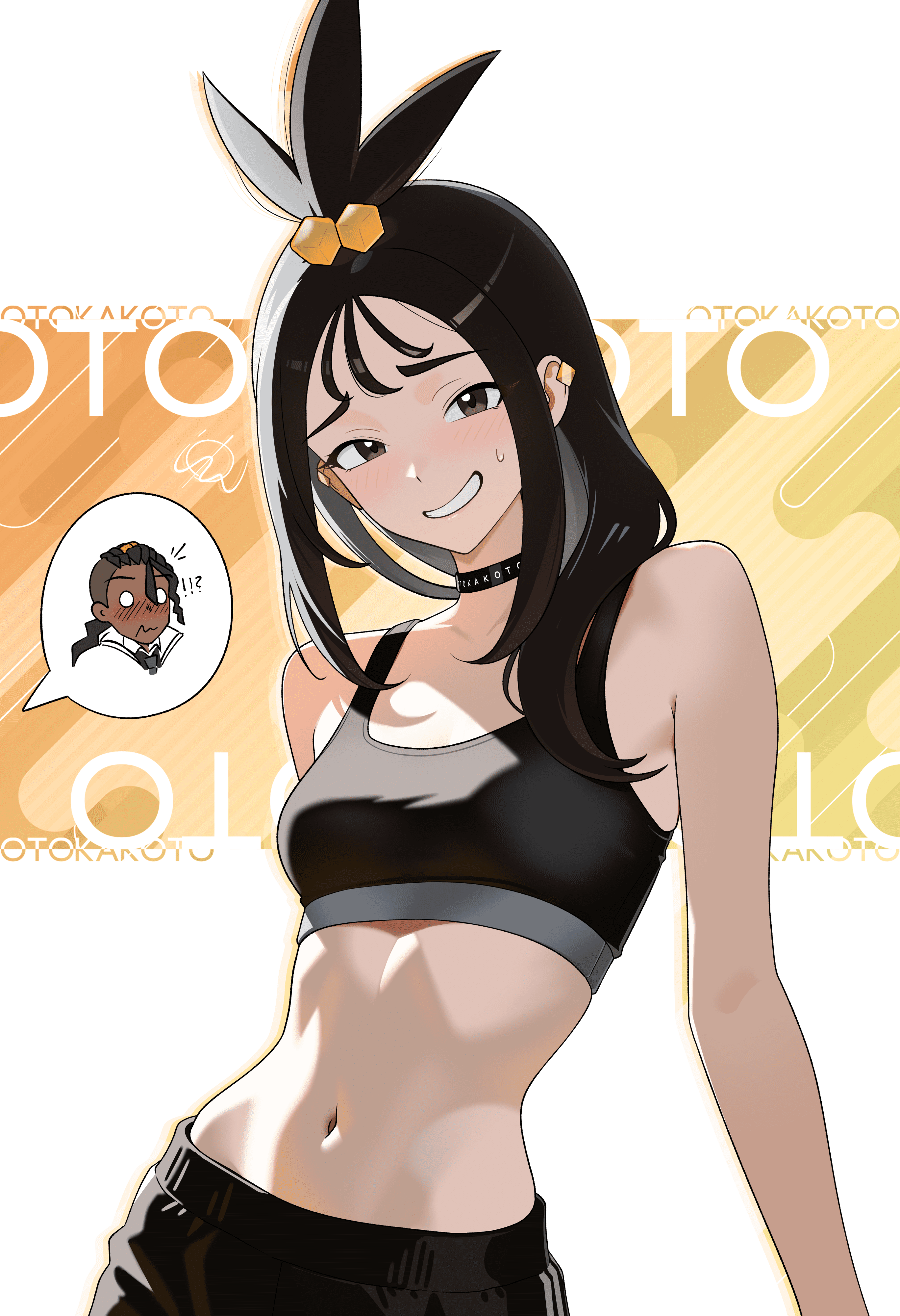 Lida Hot Hentai, Naveen Hot Hentai - hair ornament, grey eyes, pants, sports bra, otokakoto, stomach, breasts file 5fec348224d2a4369f72cf0b3996f2c7