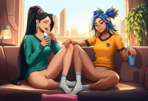 Neon Rule, Sage Rule - hi res, casual nudity, clothes on, pov