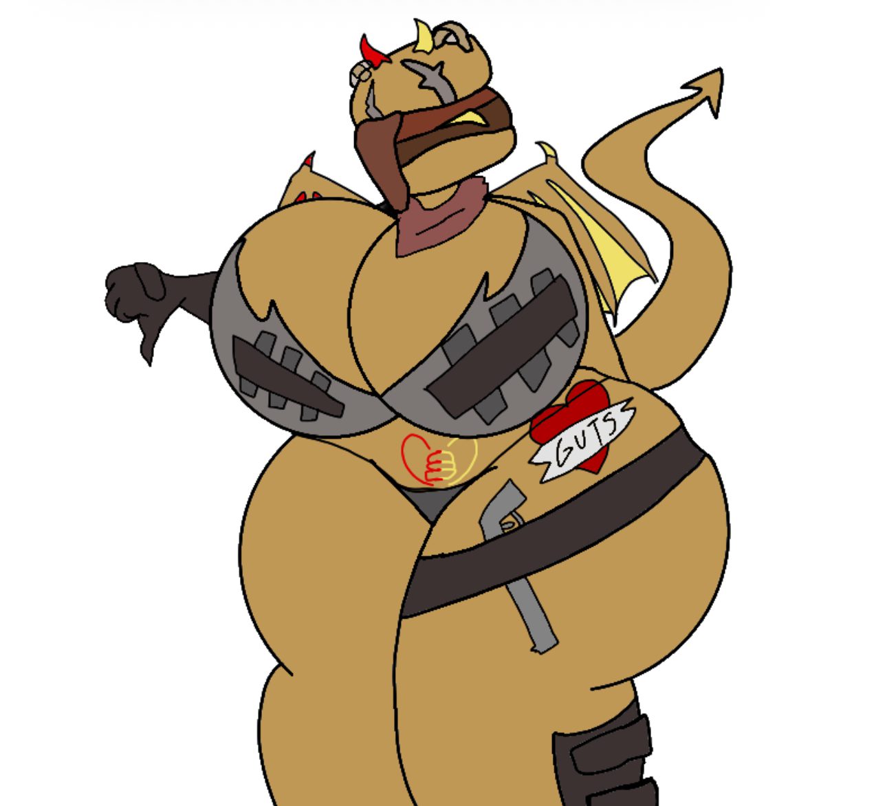 Gutbomb Xxx Art - female, gun, huge breasts, huge thighs, succubus tattoo, succubus tail, food creature file 6cd88338ea2461a6e54f615fd1279a88