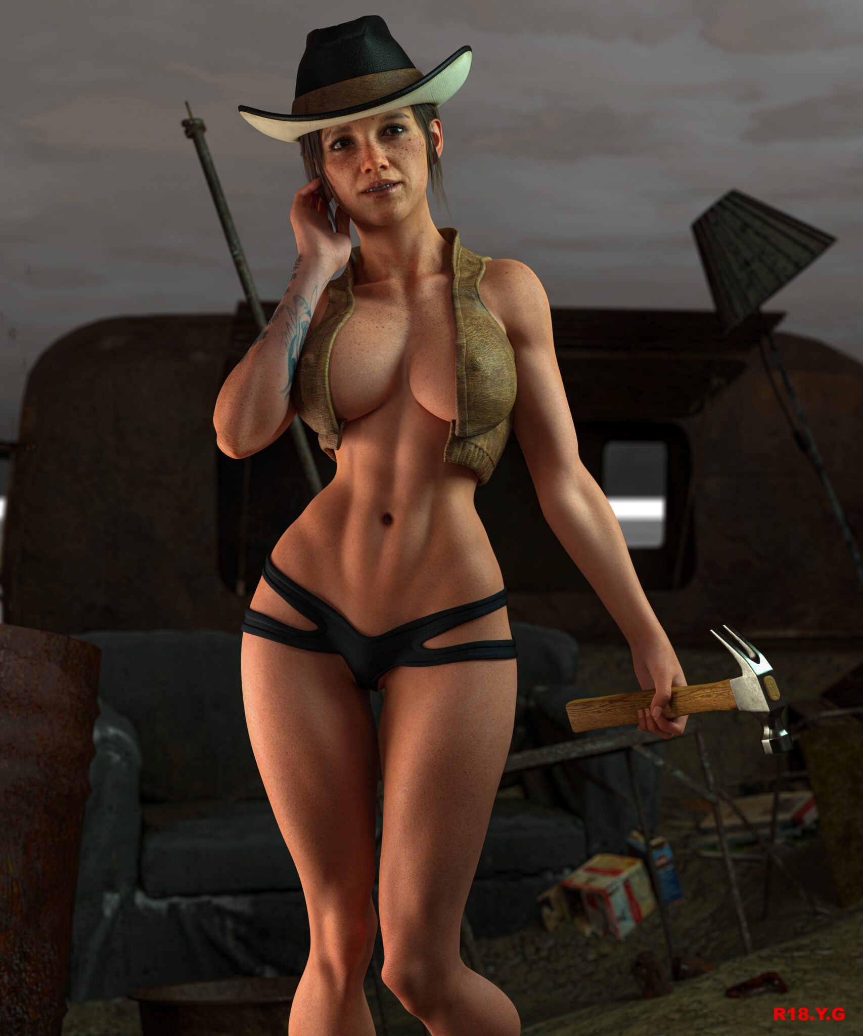 Ellie Rule Xxx - hat, cowboy hat, skimpy, naughty dog, female focus, cowgirl outfit file 6cf47b6e018c45159875a8e0af96a7f9 scaled
