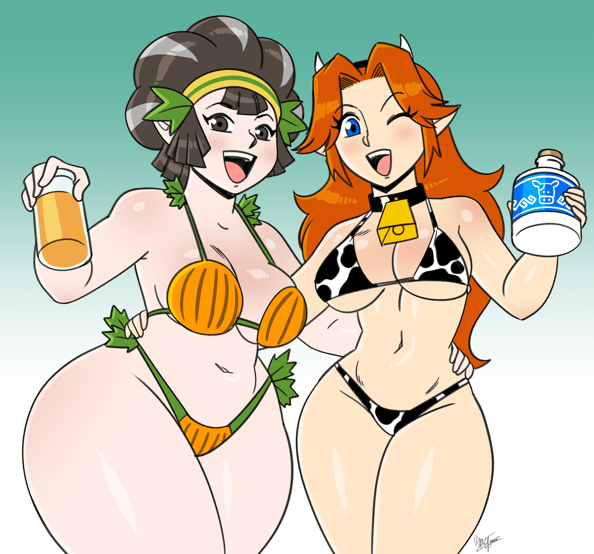 The Legend Of Zelda Xxx Art - 2girls, hand on hip, glass bottle, short hair, skyward sword file 6f3d6f135e65e63dc51a619ff5612925