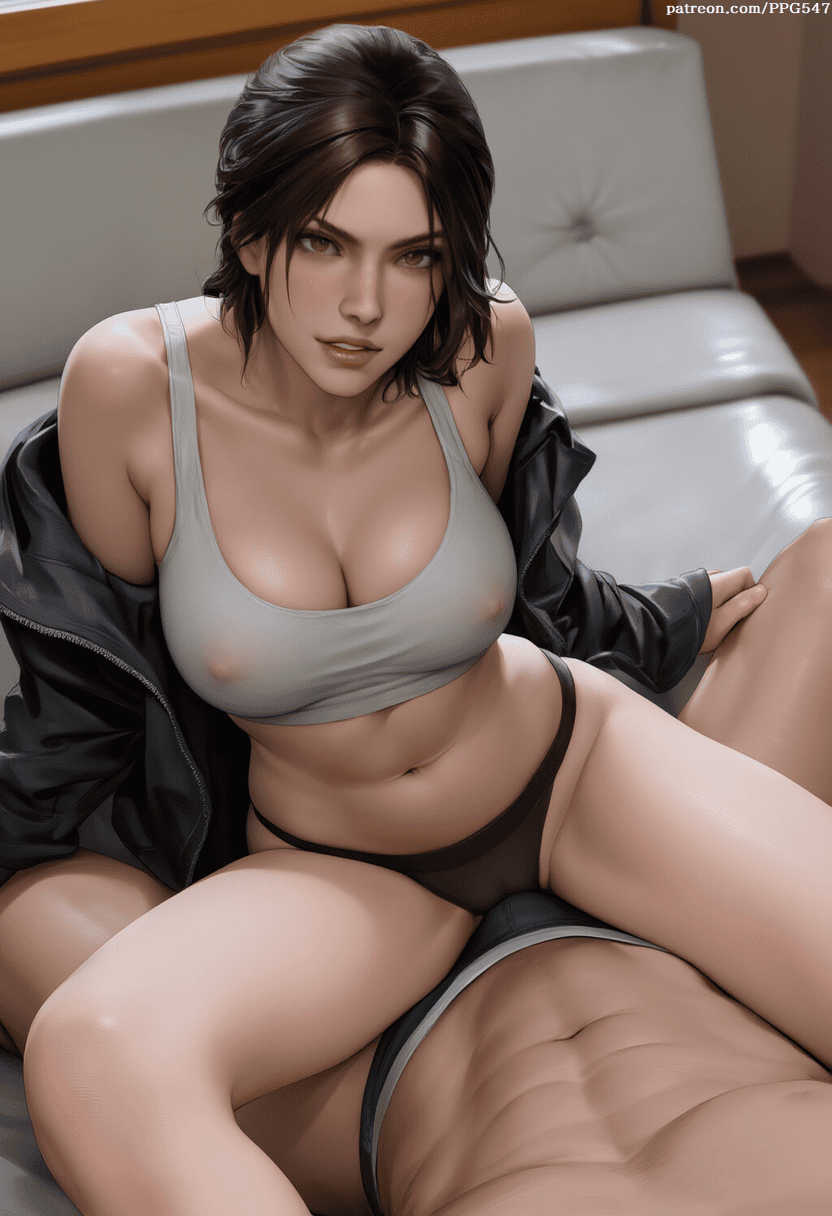 Tomb Raider Sex Art - legs apart, on bed, 1girls, out of frame, white skin, see-through panties, front view file 87005374f2e06165e53e163db681c77f