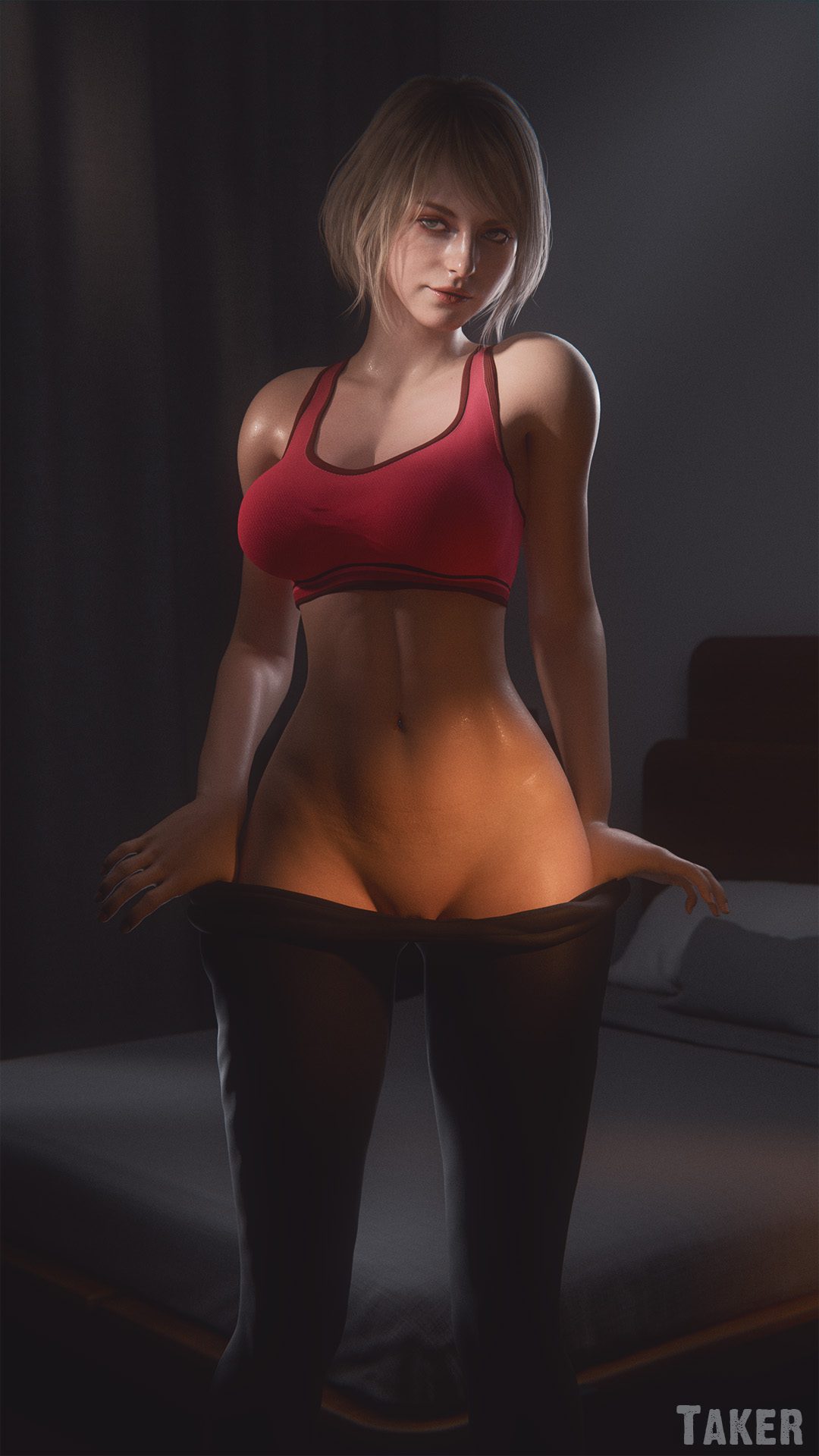 Resident Evil Game Hentai - bedroom, toned stomach, bedroom eyes, 1girls, sweaty body, athletic, pierced belly button file 92341856b113330650a4f16143d52e6d
