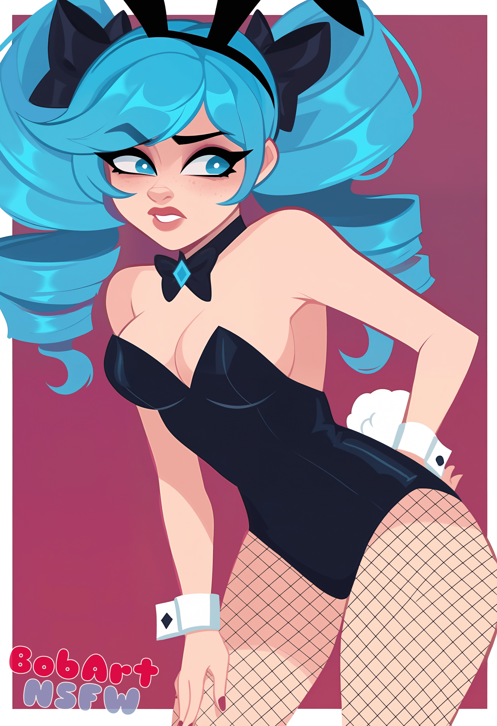 Gwen Porn Hentai - leotard, white border, drill hair, cleavage, hair ornament, fishnet legwear, ai generated file 97a5c82758908f65e1355c73c5e23e96