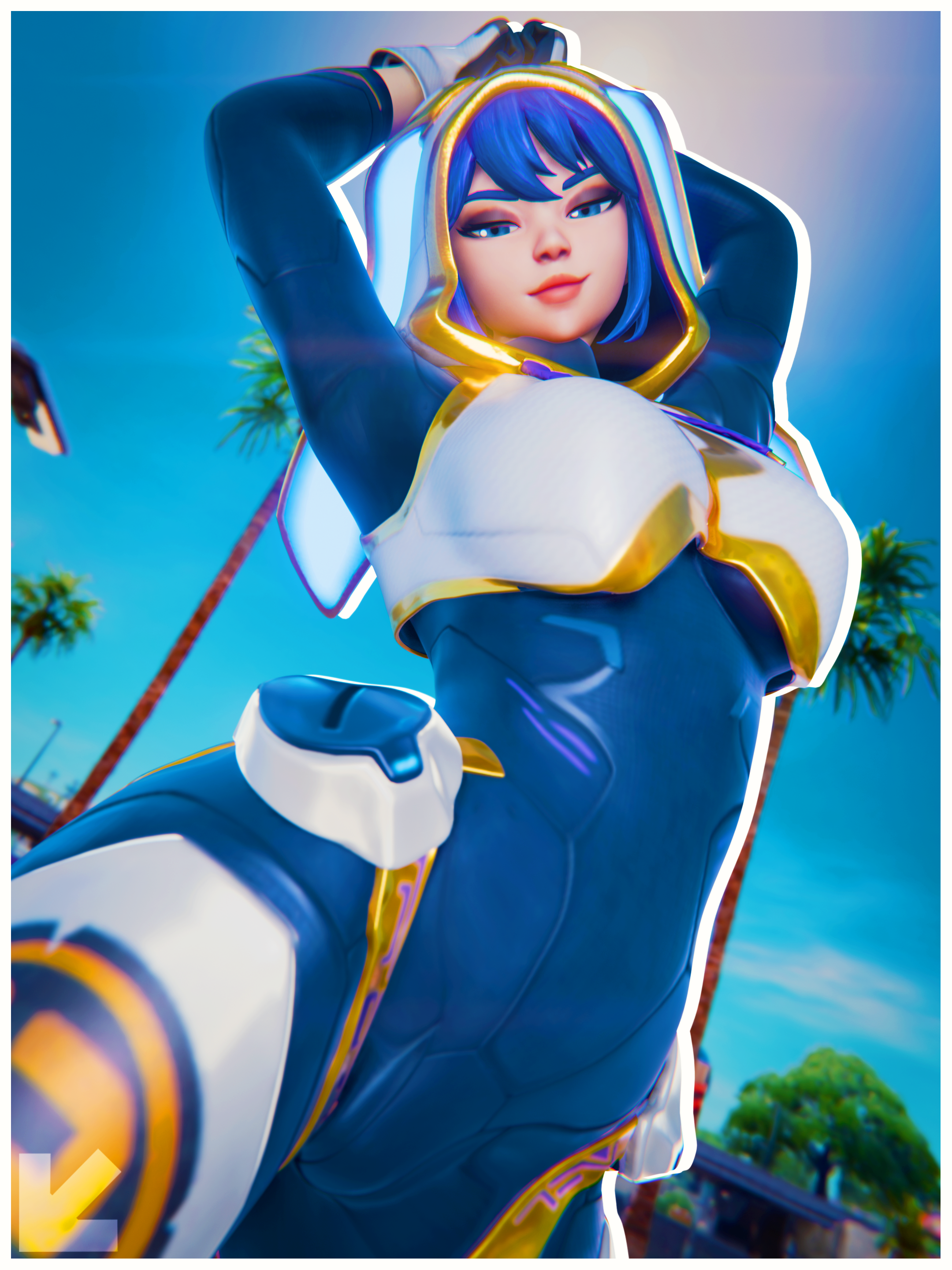 Bunniio'hare Hentai Xxx - clothing, blue hair, visiuun, 3d render, standing, gloves, low angle file a69007a82f59b78a99fe3f2b8aad17b9