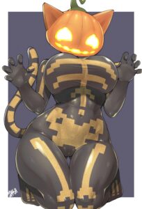 Spice Rule - object head, voluptuous female, navel, shaolin bones, pumpkin head, female, anthro file a72ff65d4dc233d85dc8635f4c854b7b