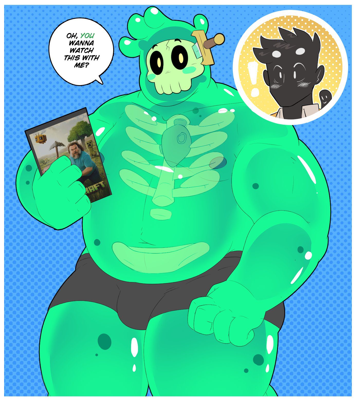 Steve Hentai - boxers, slime boy, thick thighs, skull, image bubble, a minecraft movie, standing file b671afb361230cc6af41c03abc161a47
