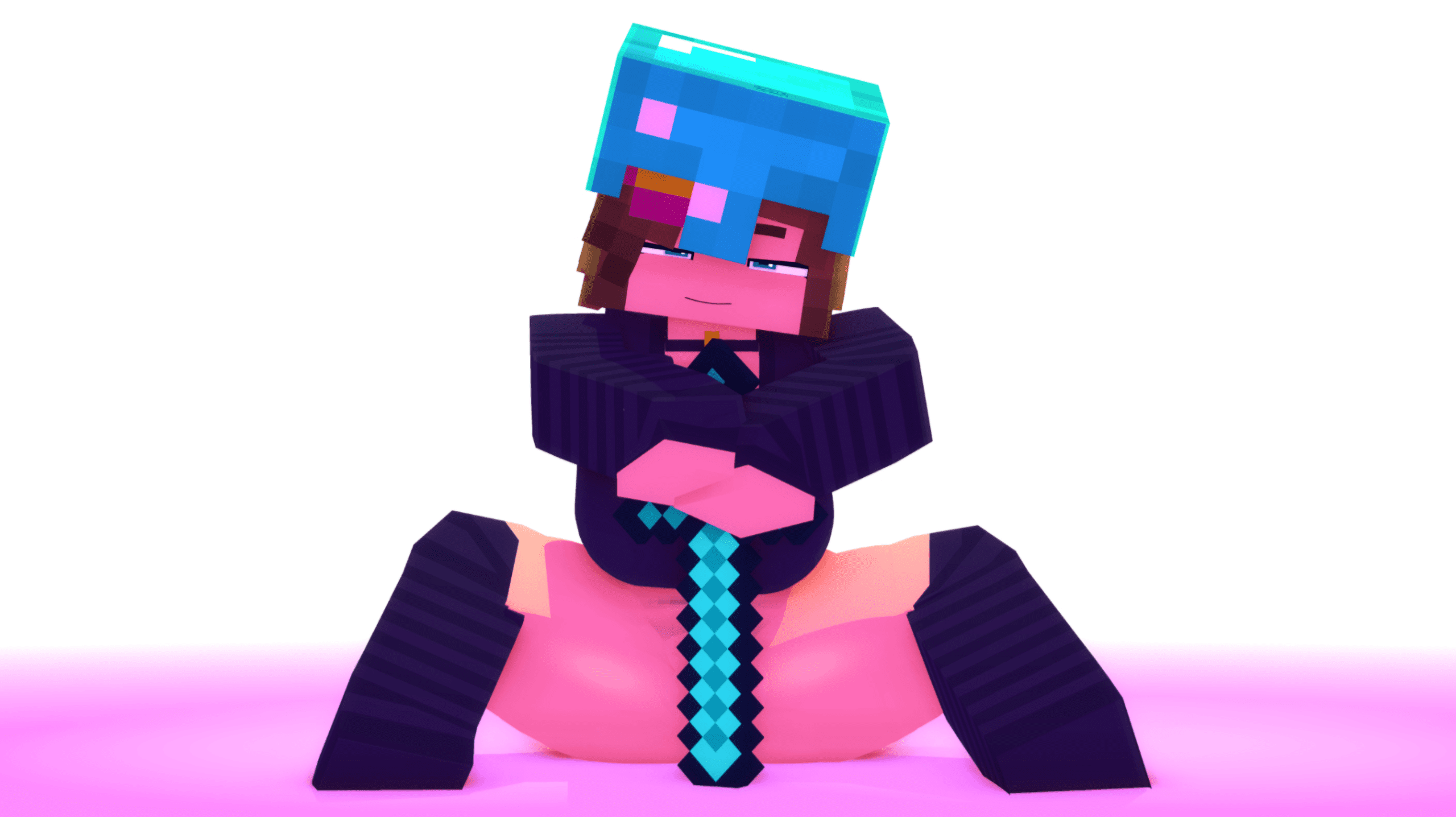 Minecraft Hentai - partially clothed, striped legwear, bell collar, hair flower file b8321143f49c312663667da217a80f02