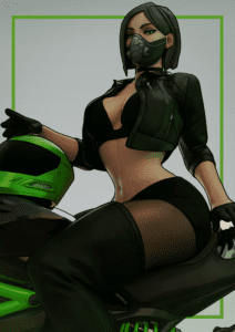 Viper Rule Xxx - cleavage, 1girls, shorts, open jacket, underwear, open topwear