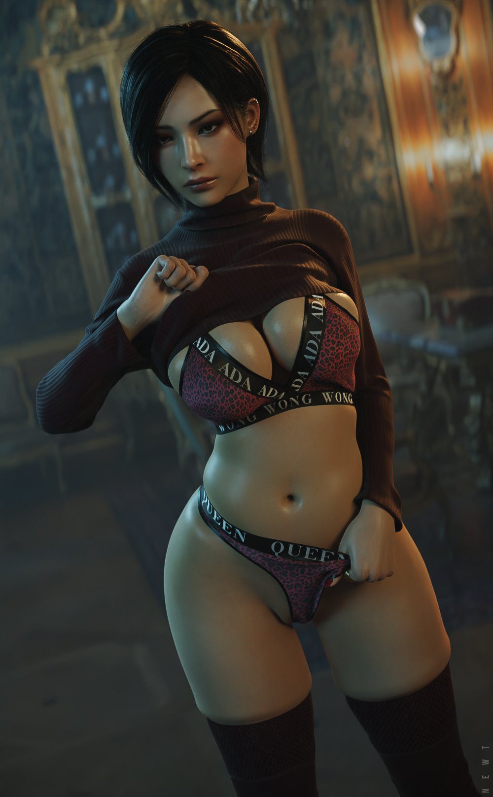 Resident Evil Xxx Art - female, resident evil 2, resident evil 4, 1girl, nail polish, sweater dress, painted nails file dd5c3b4e96f2d9994bb53aae0b34be74