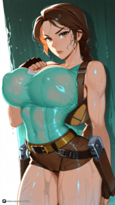 Tomb Raider Hentai Art - gun, patreon, thighs, questionable, fingerless gloves, covered nipples file de77e9683aa41121773273ee35371c7b