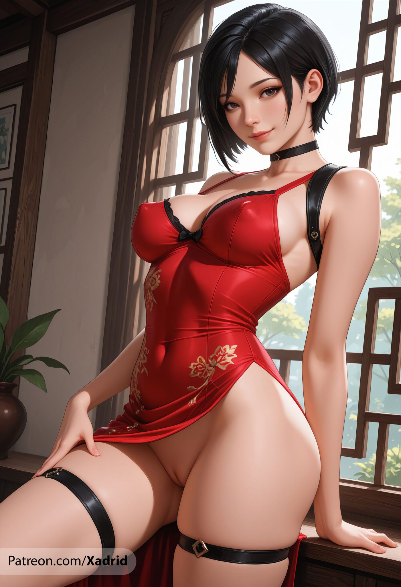 Resident Evil Hentai - side slit, solo, no panties, dress, looking at viewer, artist name file eb1690549422a09700a0e350e7a5015c scaled