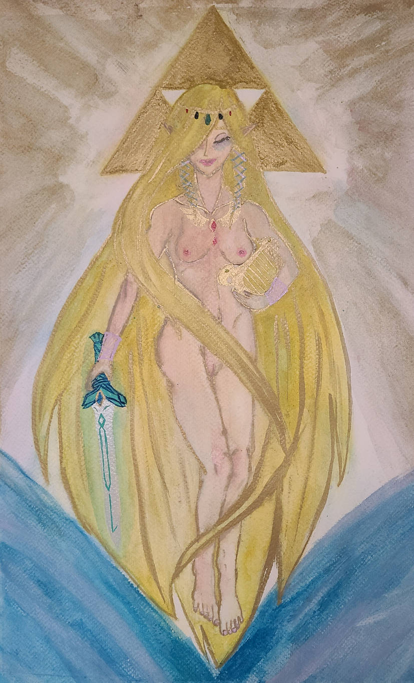 The Legend Of Zelda Sex Art - hylian crest, harp, solo, long hair, sword in hand, painting (artwork) file f1bec3ab7c0f52eb4aa588e2a77f2992