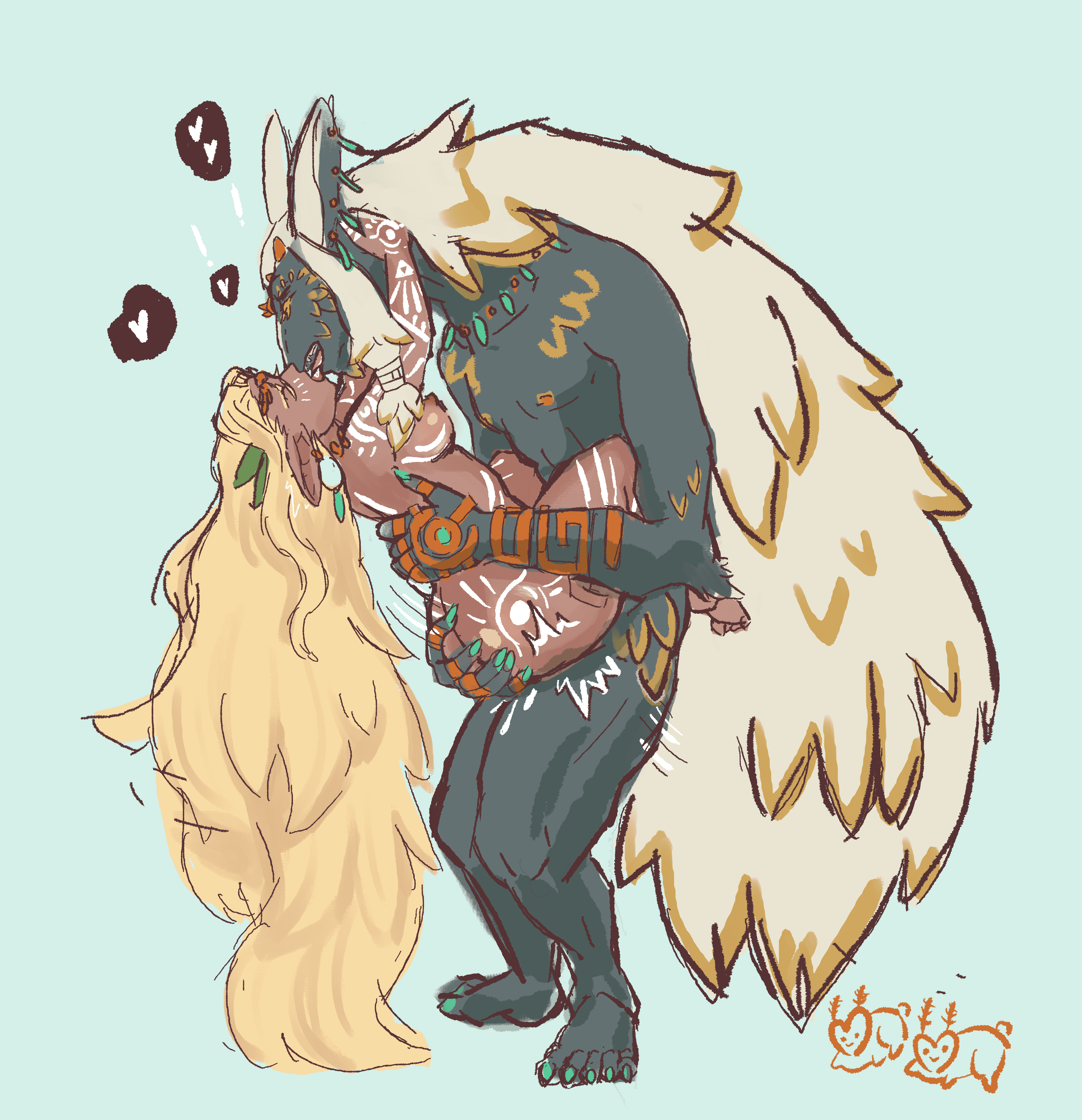 The Legend Of Zelda Sex Art - standing, rauru (tears of the kingdom), furry, implied penetration, sex, kissing while penetrated, kissing file fb19c54b85d0087935c02c22f29b3056